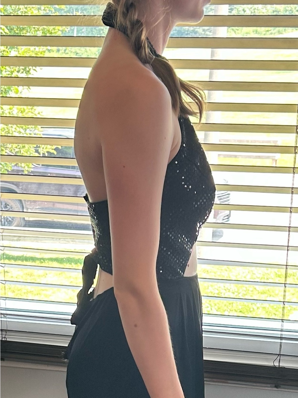 Women's Black Cutout Jumpsuit - Picture 2 of 6